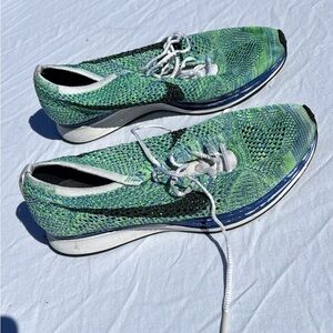 Nike Green and Blue Athletic Shoes FLYKNIT RACER TRANQUIL